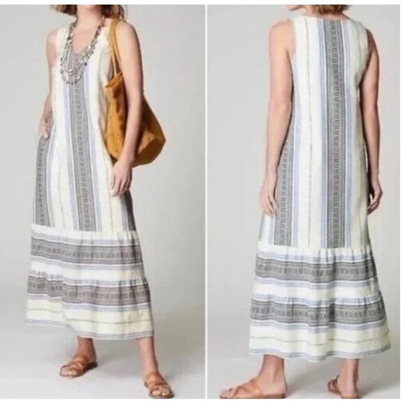 J. Jill Maxi Dress‎ Women's Small Boho Printed Lightweight Summer Tiered Hem - Picture 1 of 16